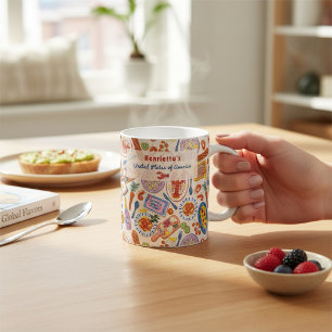 Caneca De Café Padrão Foodie Desenhado à Mão Caprichoso Design de