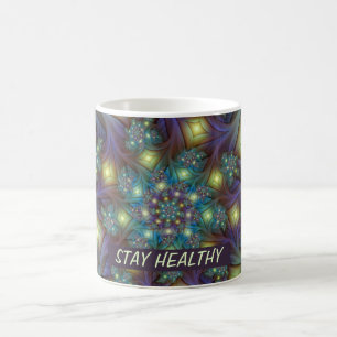 Caneca De Café Padrão frontal roxo azul-abstrato iluminado