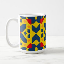Caneca De Café Padrão Geométrico Abstrato com Cores Vibrantes