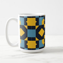 Caneca De Café Padrão Geométrico Abstrato com Cores Vibrantes
