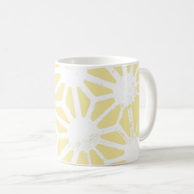 Caneca De Café Padrão geométrico amarelo-limão (Frente Esquerda)