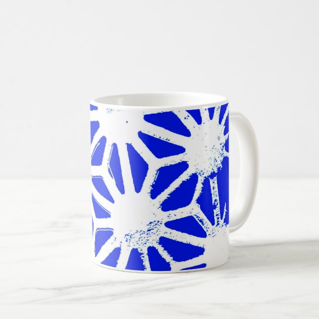 Caneca De Café Padrão geométrico azul (Frente Esquerda)