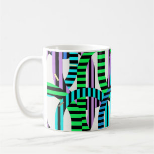 Caneca De Café Padrão Geométrico Bauhaus Colorido