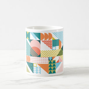 Caneca De Café Padrão Geométrico Bauhaus Mosaico Scandi