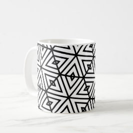 Caneca De Café Padrão Geométrico Black White Hexagon Honeycomb