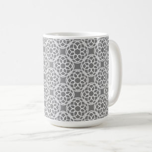 Caneca De Café Padrão Geométrico Branco Cinza Sem Costura