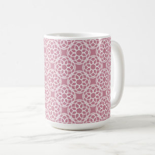 Caneca De Café Padrão Geométrico Branco Rosa Sem Costura