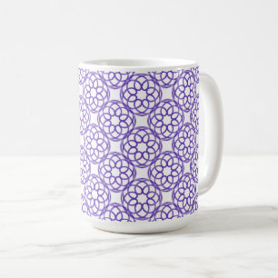 Caneca De Café Padrão Geométrico Branco Roxo Sem Costura