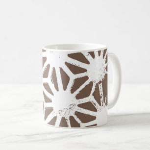 Caneca De Café Padrão geométrico castanho e branco