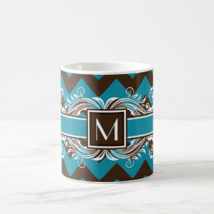 Caneca De Café Padrão Geométrico Chevron da Trendy Monogrammed