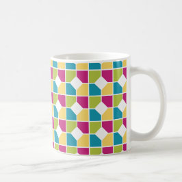 Caneca De Café Padrão Geométrico Colorido