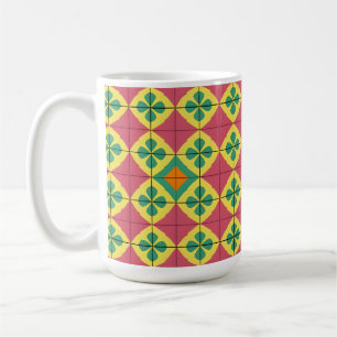 Caneca De Café Padrão Geométrico Colorido com Azulejo Simétrico