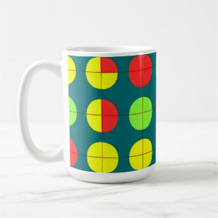 Caneca De Café Padrão Geométrico Colorido Com Verde, Vermelho