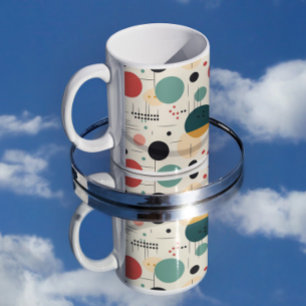 Caneca De Café Padrão geométrico colorido de meados do século