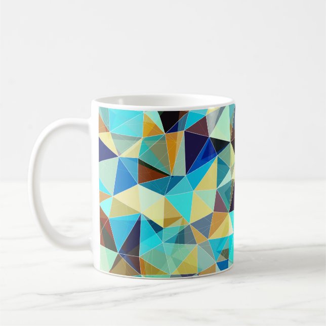 Caneca De Café Padrão geométrico colorido, fundo triangular,  (Esquerda)