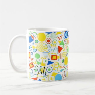 Caneca De Café Padrão Geométrico Colorido Retro dos Anos 90 no Es