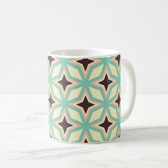 Caneca De Café Padrão geométrico com forma de estrela escura alte (Frente Esquerda)