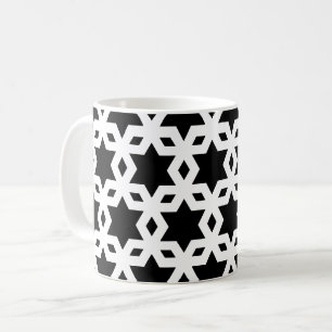 Caneca De Café Padrão Geométrico das Estrelas de Cantos Pretos Br