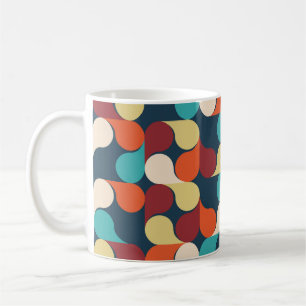 Caneca De Café Padrão Geométrico de abstrato com folhas, gotas. C