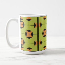 Caneca De Café Padrão Geométrico de Azulejos com Cores Vibrantes