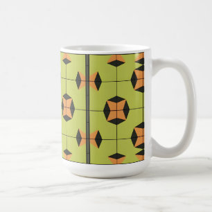Caneca De Café Padrão Geométrico de Azulejos com Cores Vibrantes