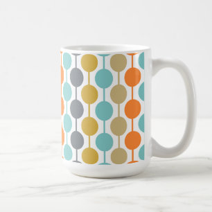 Caneca De Café Padrão Geométrico de Círculos Retro Moderno de Mea