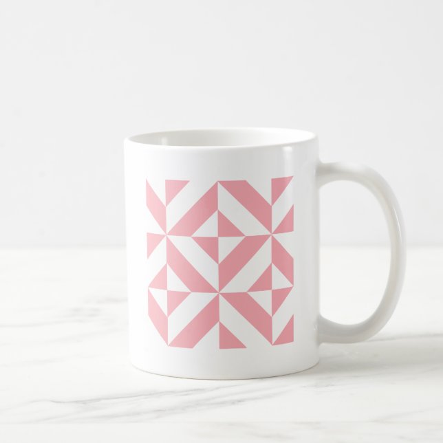 Caneca De Café Padrão Geométrico de Deco Cube, de Melão Rosa (Direita)