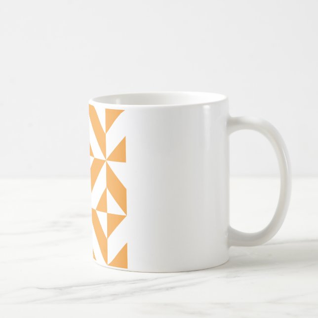 Caneca De Café Padrão Geométrico de Deco de Laranja Queimado (Direita)