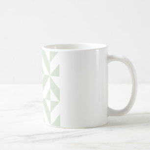 Caneca De Café Padrão Geométrico de Deco em Verde Sage