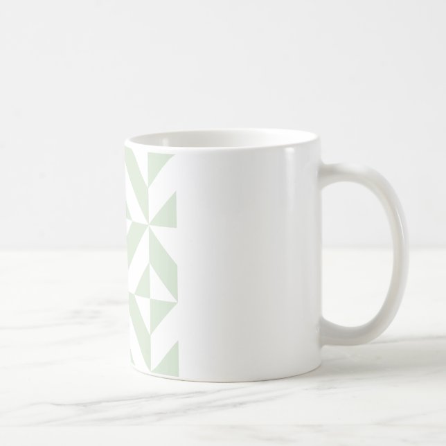 Caneca De Café Padrão Geométrico de Deco em Verde Sage (Direita)