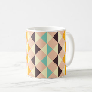 Caneca De Café padrão geométrico de diamantes e triângulos sobrep