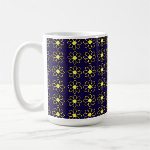 Caneca De Café Padrão Geométrico de Flores de Margarida Amarela