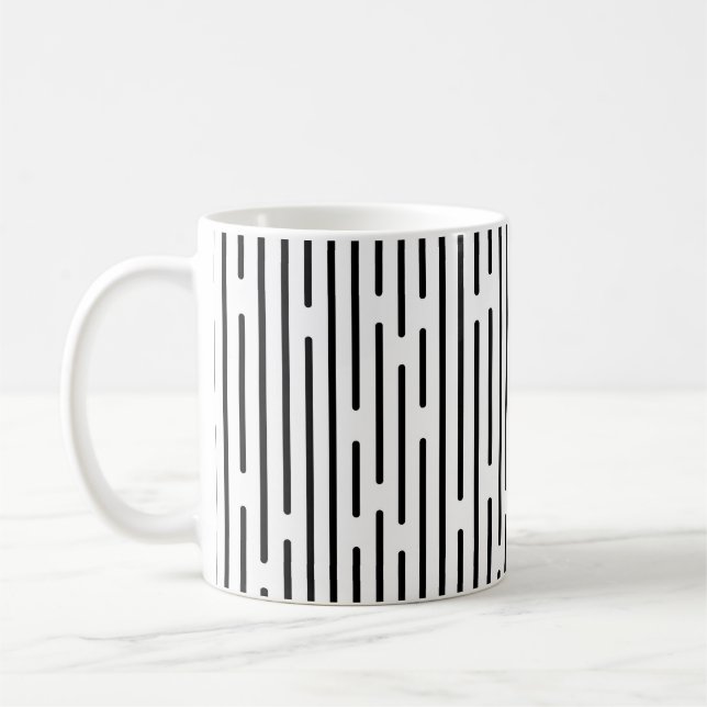 Caneca De Café Padrão Geométrico de Linha Preta (Esquerda)