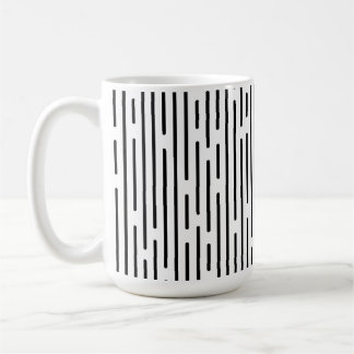 Caneca De Café Padrão Geométrico de Linha Preta