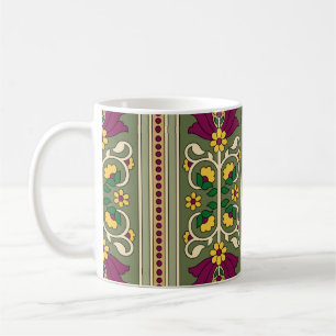 Caneca De Café Padrão geométrico de Mughal Paisley no fundo verde