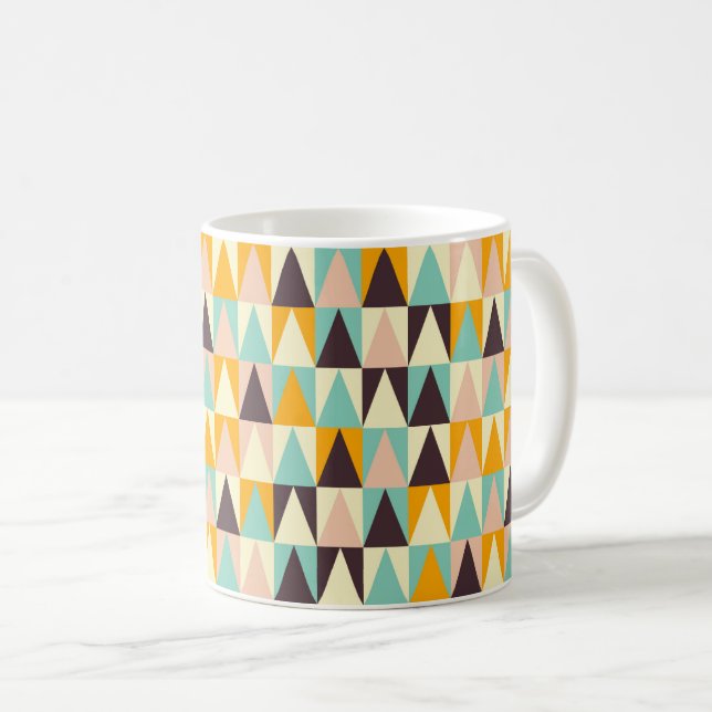 Caneca De Café Padrão geométrico de triângulos multicoloridos (Frente Esquerda)