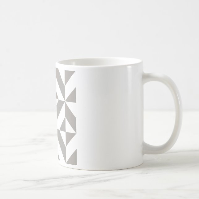Caneca De Café Padrão Geométrico Deco Cube da Cinza de Prata (Direita)