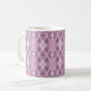 Caneca De Café Padrão geométrico diamantes cor-de-rosa retrô