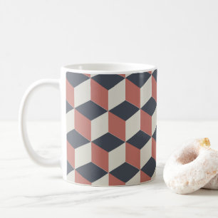 Caneca De Café Padrão Geométrico do Azul Coral Moderno