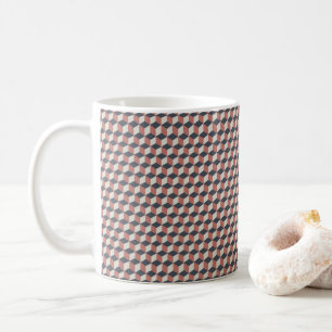 Caneca De Café Padrão geométrico do Cubo em Coral, Azul e Creme