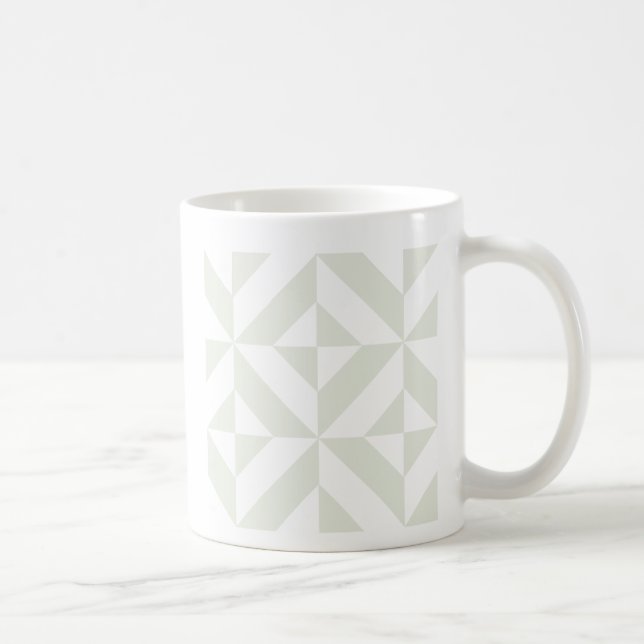 Caneca De Café Padrão Geométrico do Deco Cubo da Cinza Pálida (Direita)