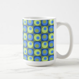 Caneca De Café Padrão Geométrico do Ponto Verde Azul Periwinkle