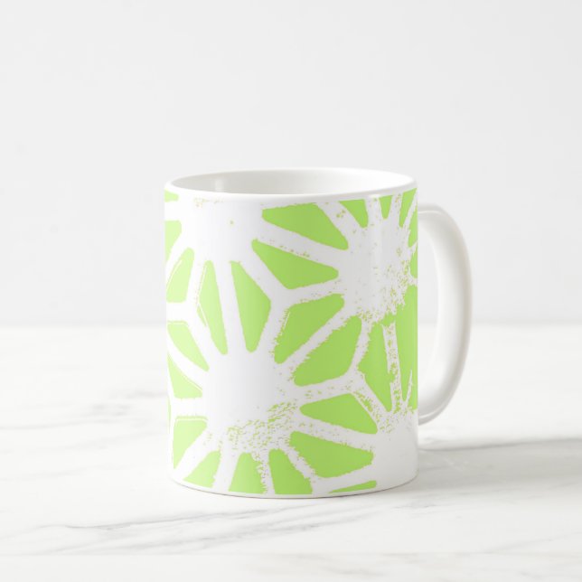 Caneca De Café padrão geométrico do verde limão (Frente Esquerda)