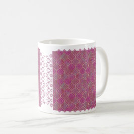 Caneca De Café Padrão Geométrico Dourado Islâmico a Rosa Suave