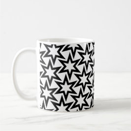 Caneca De Café Padrão Geométrico Elegante Preto e Branco