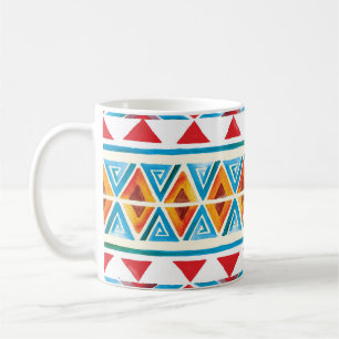 Caneca De Café Padrão geométrico étnico da aquarela.