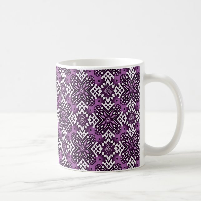 Caneca De Café Padrão Geométrico Floral Decorativo (Direita)