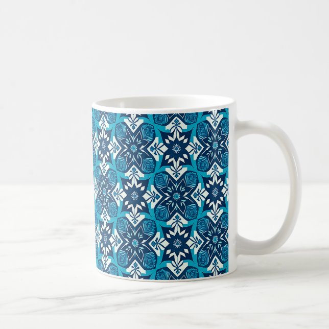 Caneca De Café Padrão Geométrico Floral Decorativo (Direita)