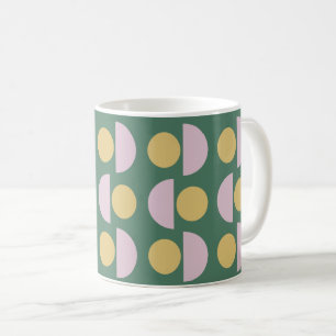Caneca De Café Padrão Geométrico Floral Escandinavo em Verde
