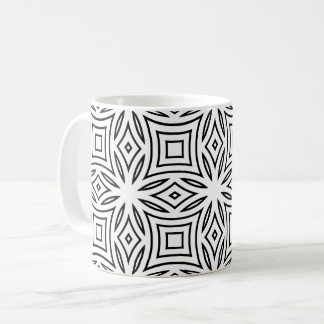 Caneca De Café Padrão geométrico floral preto e branco